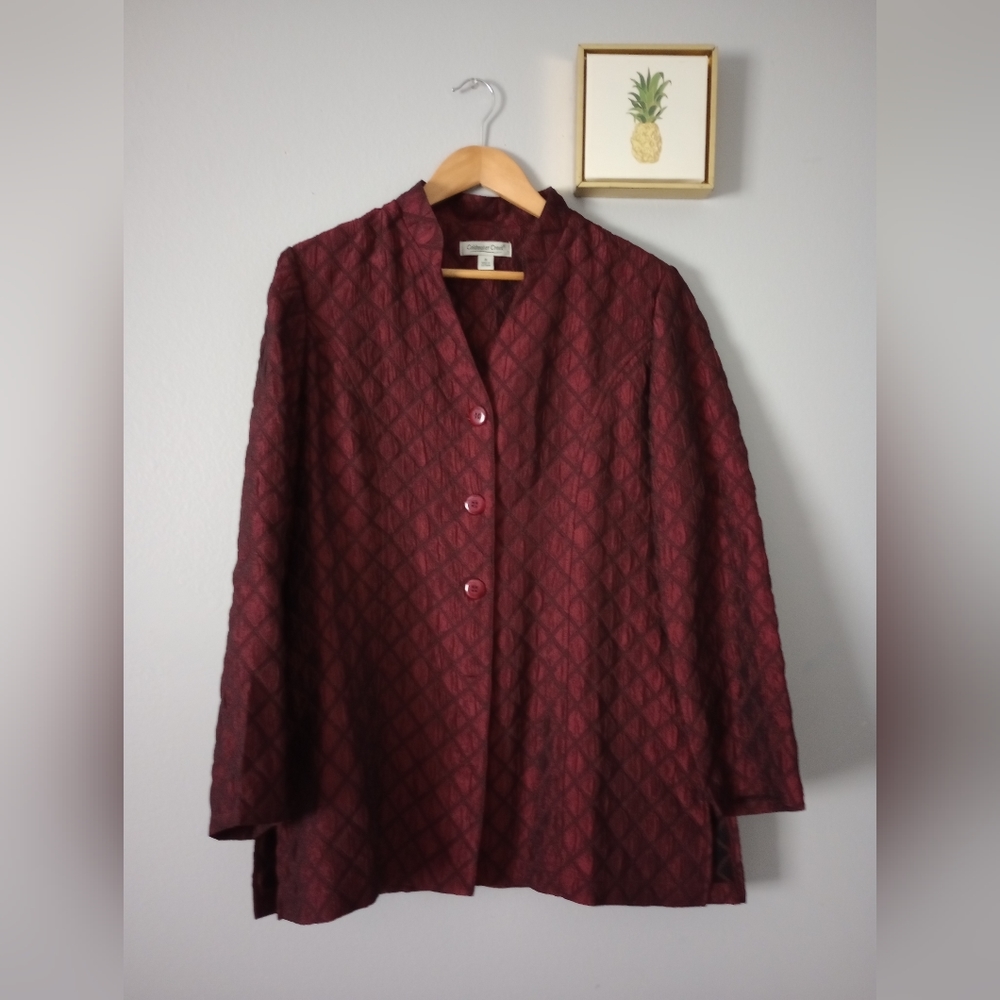 Blazer Color Burgundy Coldwater Creek Size Medium Longer Buttons Good Condition